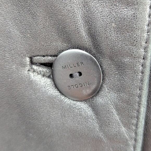 Vintage Nicole Miller Women's Black Genuine Leather Jacket Size Medium M - Picture 6 of 6